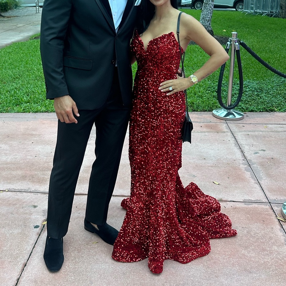 Portia & Scarlett red dress with train